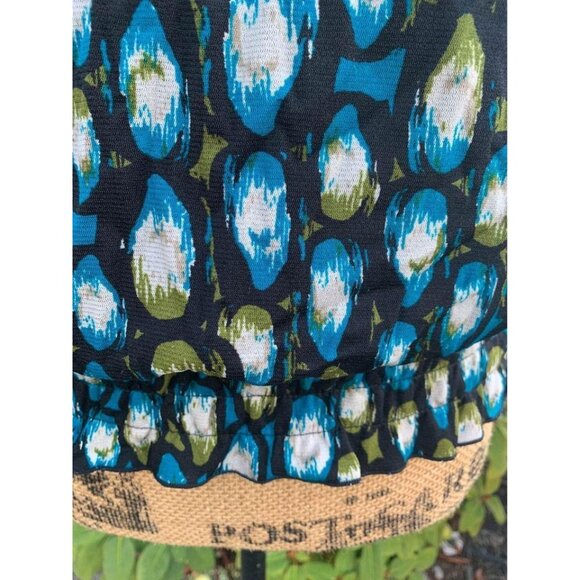 🍒 2/$20 🍒Worthington Multicolored Black, Turquoise, Green Pattern Blouse Small - Picture 2 of 4